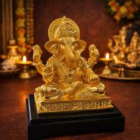 Golden lord ganesha idol showpiece for home temple & office décor Golden lord ganesha idol showpiece for home temple & office décor