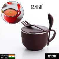 Noodles and Soup Bowl with Spoon Holder Stainless Steel Bowl Spoon Set