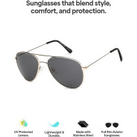 VINCENT CHASE by Lenskart UV Protection Aviator Sunglasses (53) (For Men & Women, Grey)