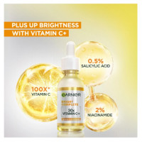 GARNIER Vitamin C + Face Serum for Skin Brightening with 2% Niacinamide & 0.5% BHA (50 ml)
