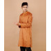 Men's Rust Orange Silk Blend Straight Kurta