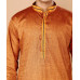 Men's Rust Orange Silk Blend Straight Kurta