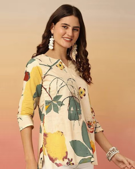 POPMANTRA Women Floral Print Straight Kurti
