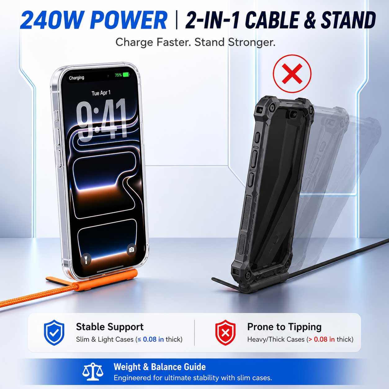Invisible Holder Charger Cable