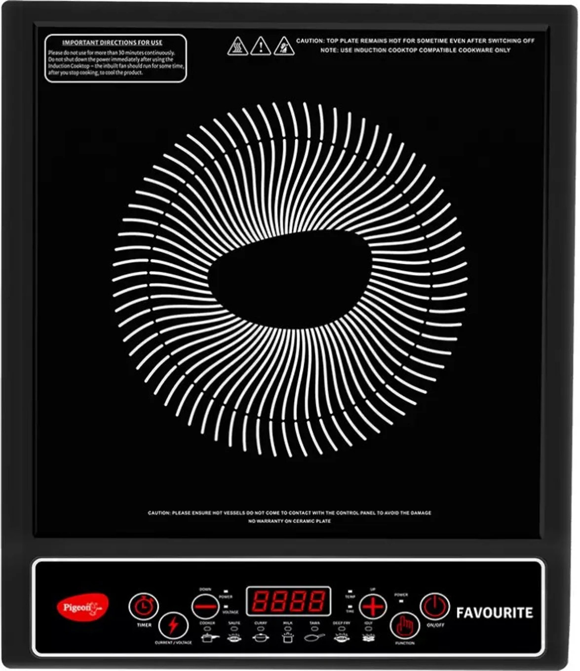 Pigeon 1800 W Induction Cooktop Push Button (Black, Favourite)