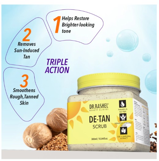 Dr.Rashel De-Tan Scrub with Walnut & Clove Extract | For Exfoliation (Pack of 3) Scrub (1140 ml)