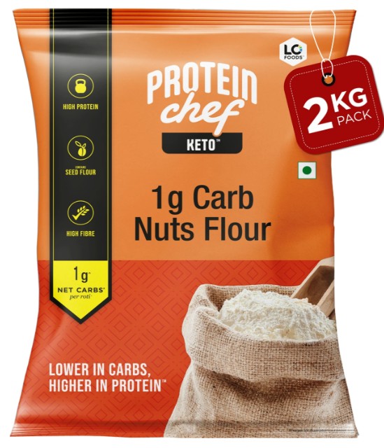 Lo! Keto Flour (1g Net Carb Per Roti ) Extremely Low Carb Flour (2 kg, Pack of 2)
