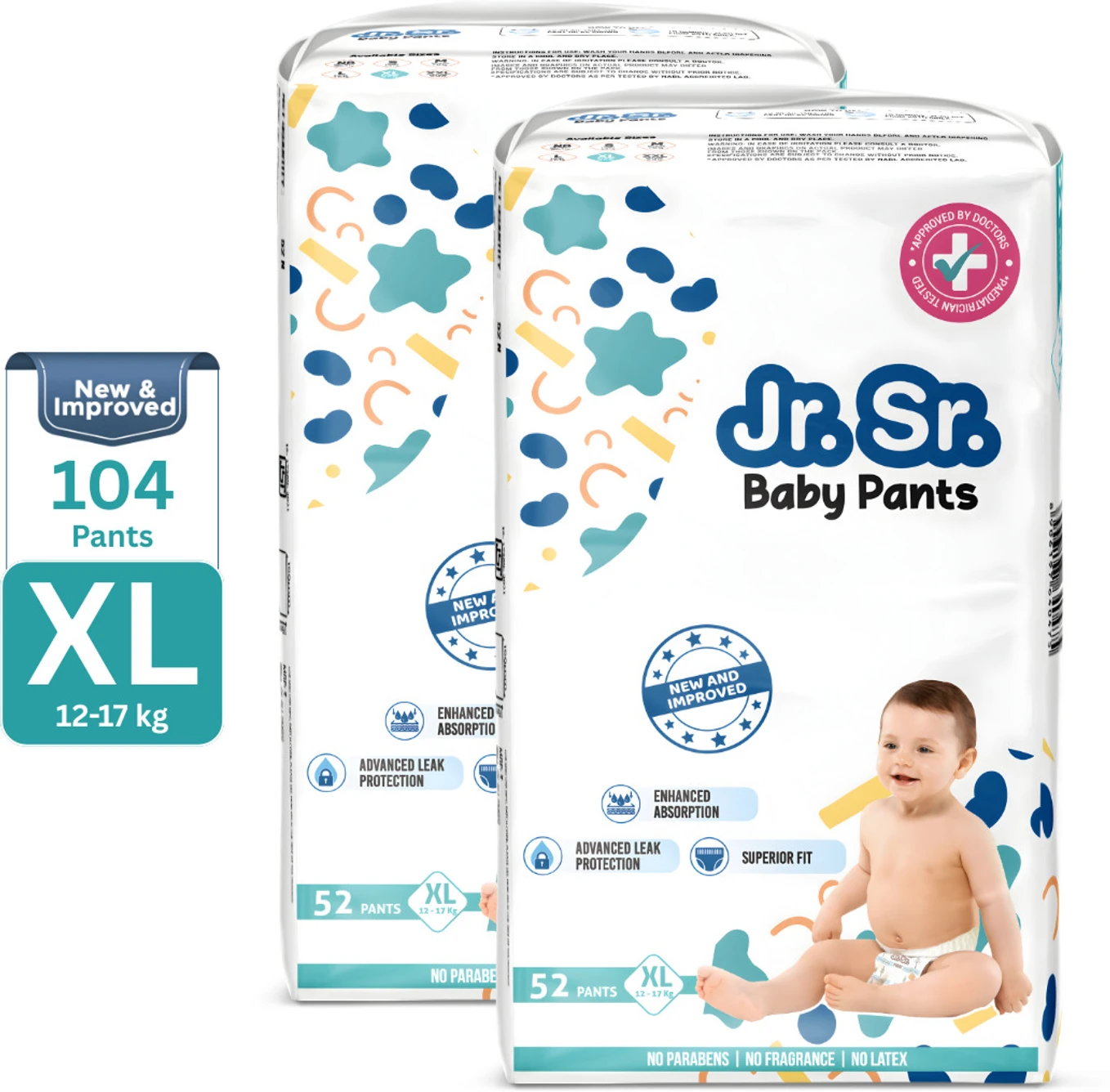 Jr. Sr. Baby Diaper Pants with Advanced Leak Protection