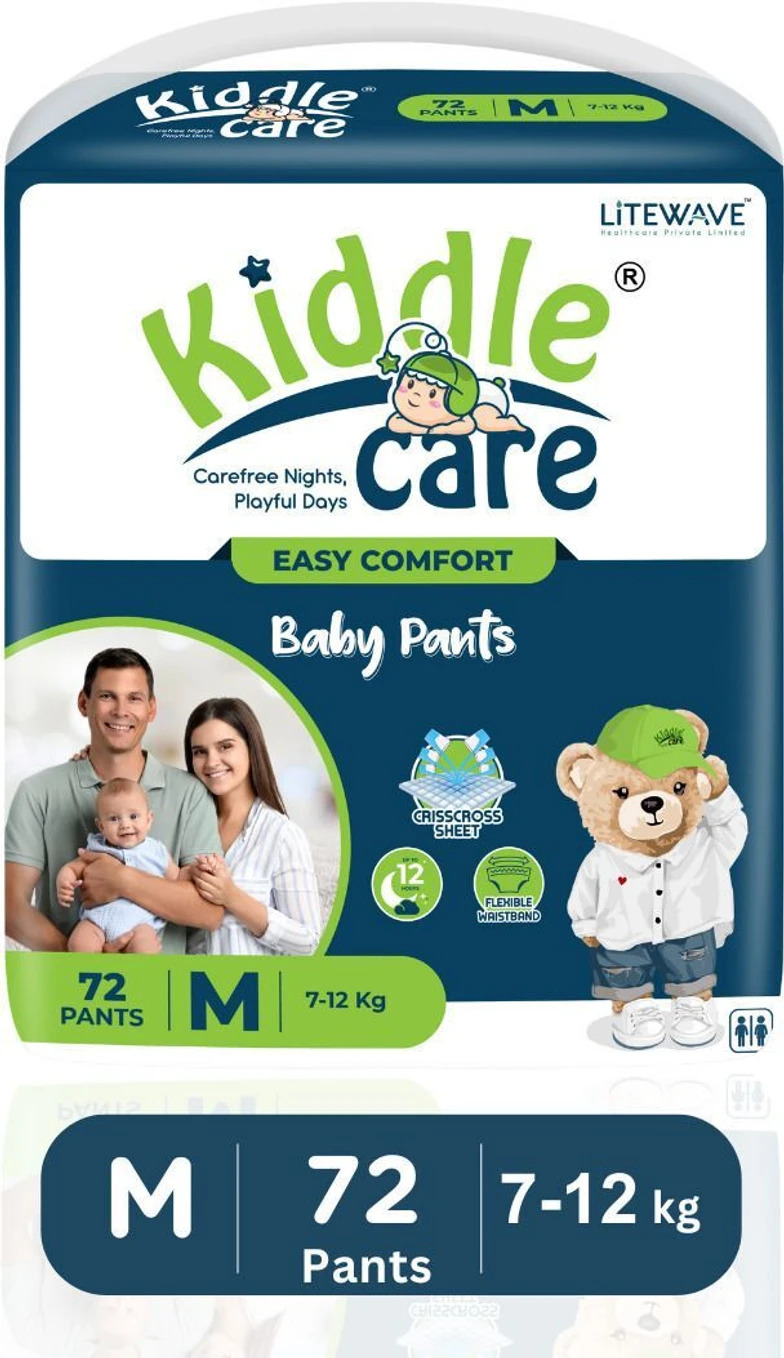 Kiddle Care Easy Comfort Baby Diaper Pants | Medium (M) | 7-12 Kg - M (72 Pieces)