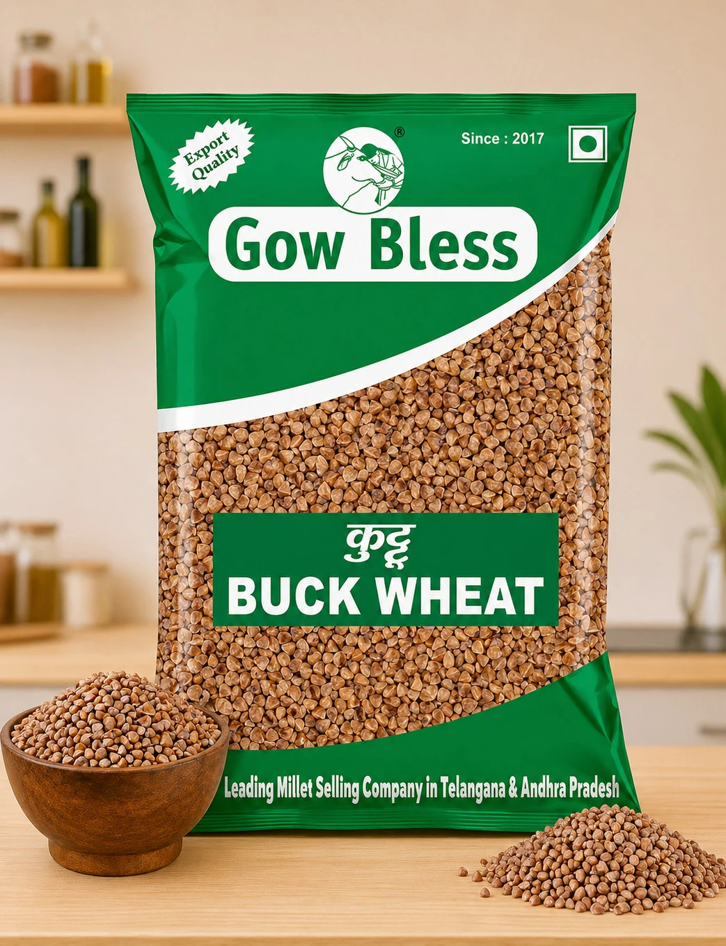 Gow Bless Buckwheat – 1kg | Gluten-Free | High Protein Grain Whole Wheat (1 kg)