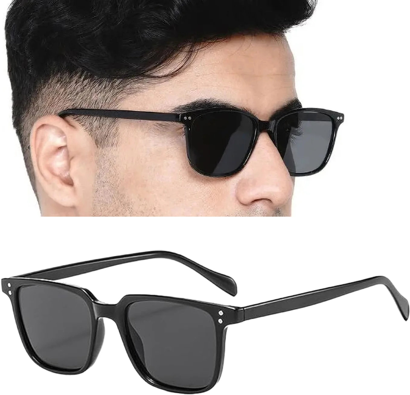 ROADWAY UV Protection Wayfarer, Retro Square Sunglasses (Free Size) (For Men & Women, Black)