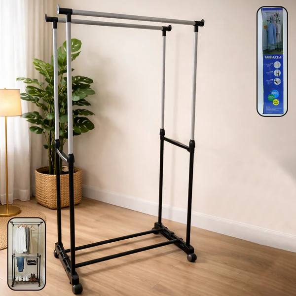 Double Pole Adjustable Garment Stand (1 Set) 