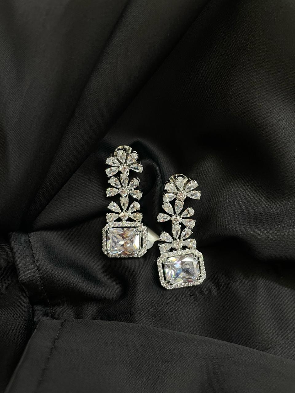 American diamond flower earrings